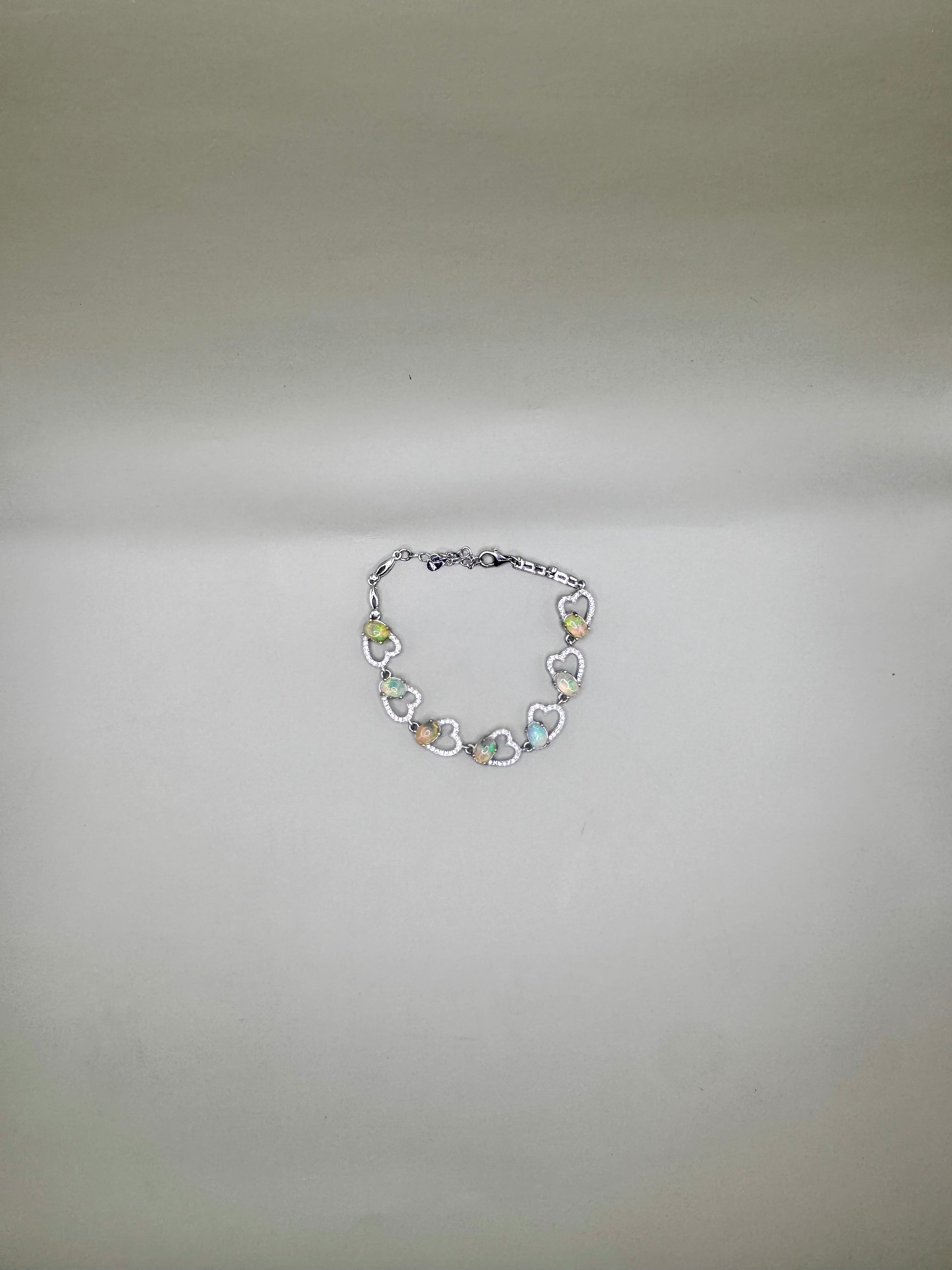 FIRE OPAL AND CLEAR QUARTZ BRACELET