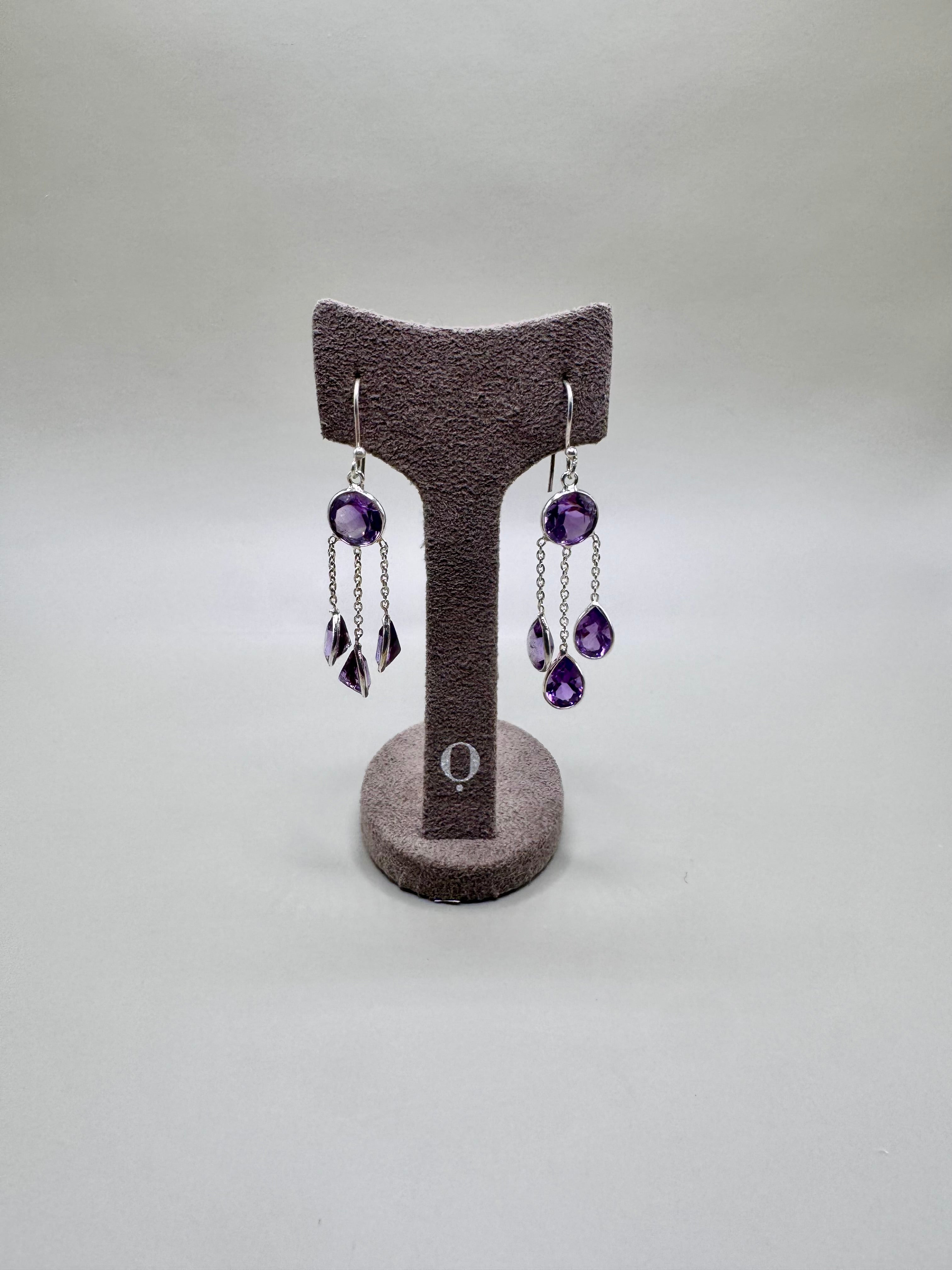 AMETHYST SILVER DROP EARRINGS