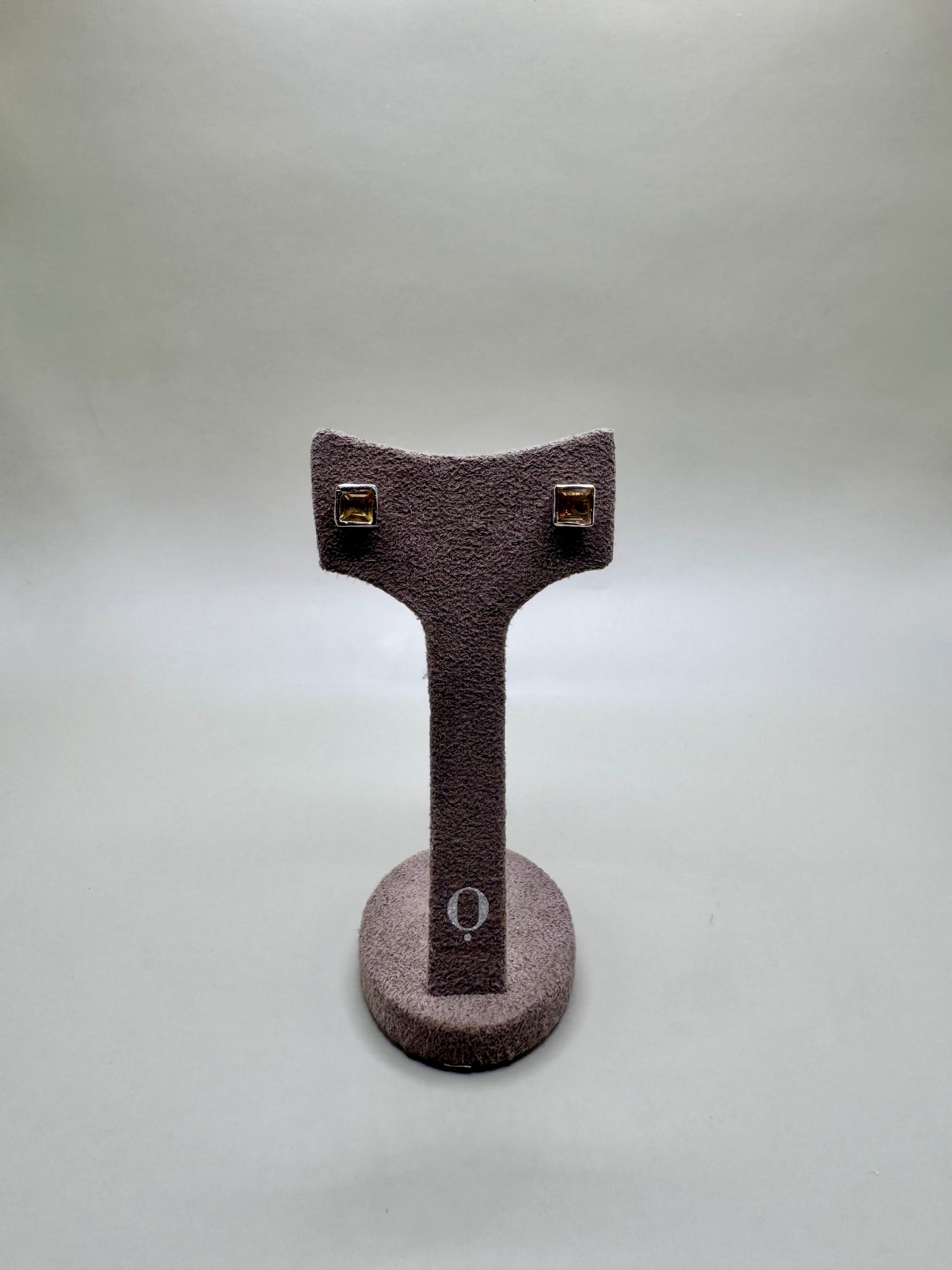 CITRINE SQUARE EARRINGS