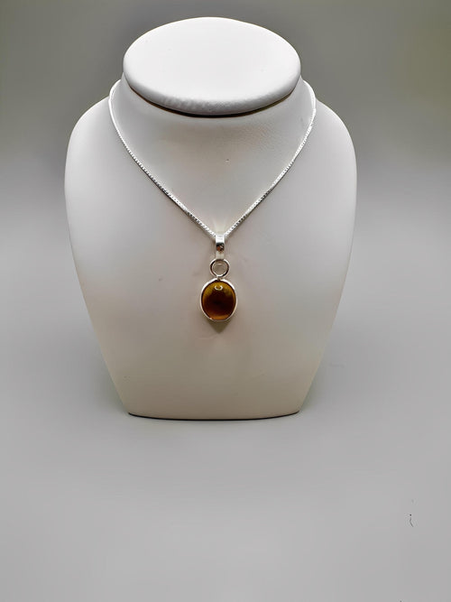 CITRINE OVAL SILVER NECKLACE