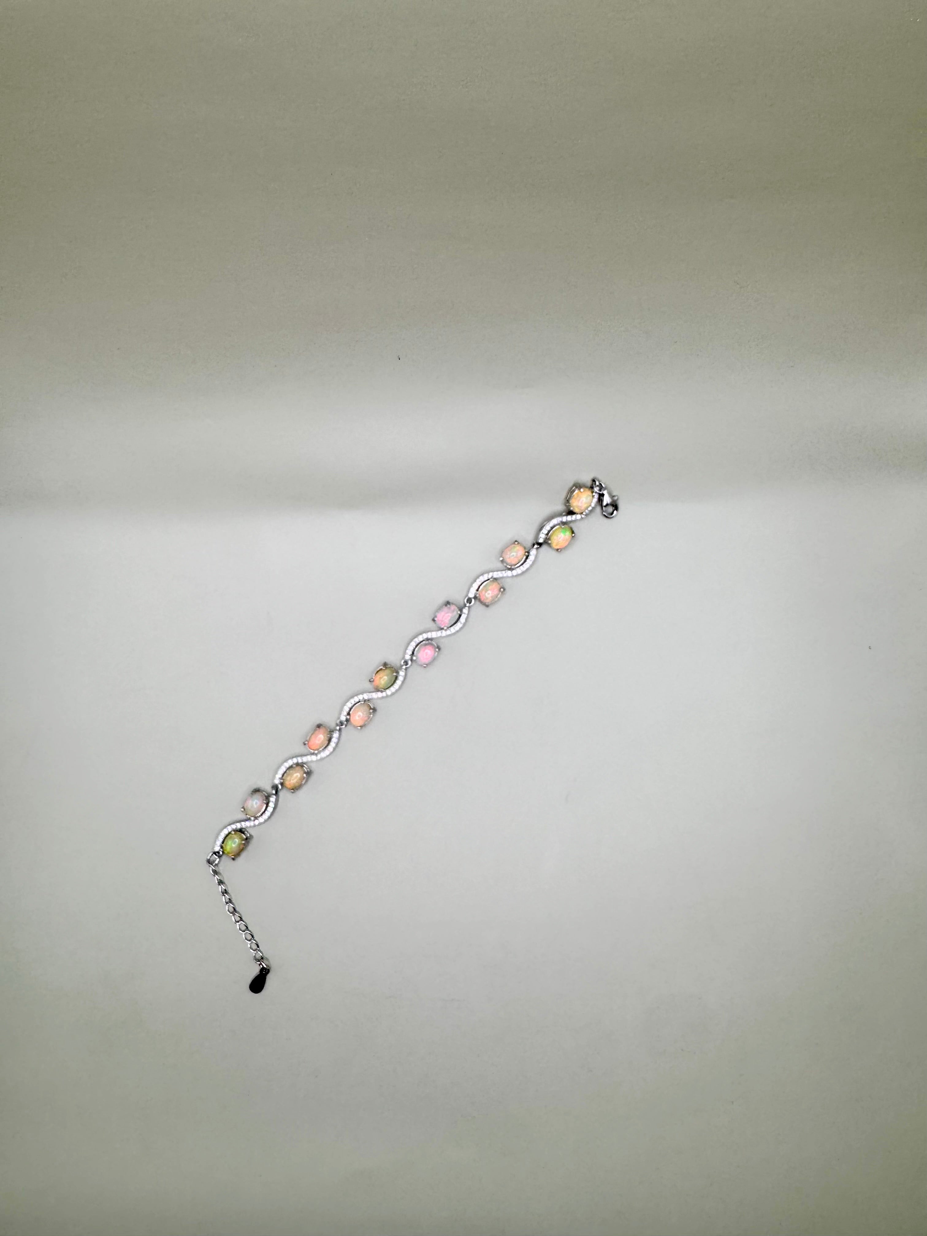 FIRE OPAL AND CLEAR QUARTZ BRACELET