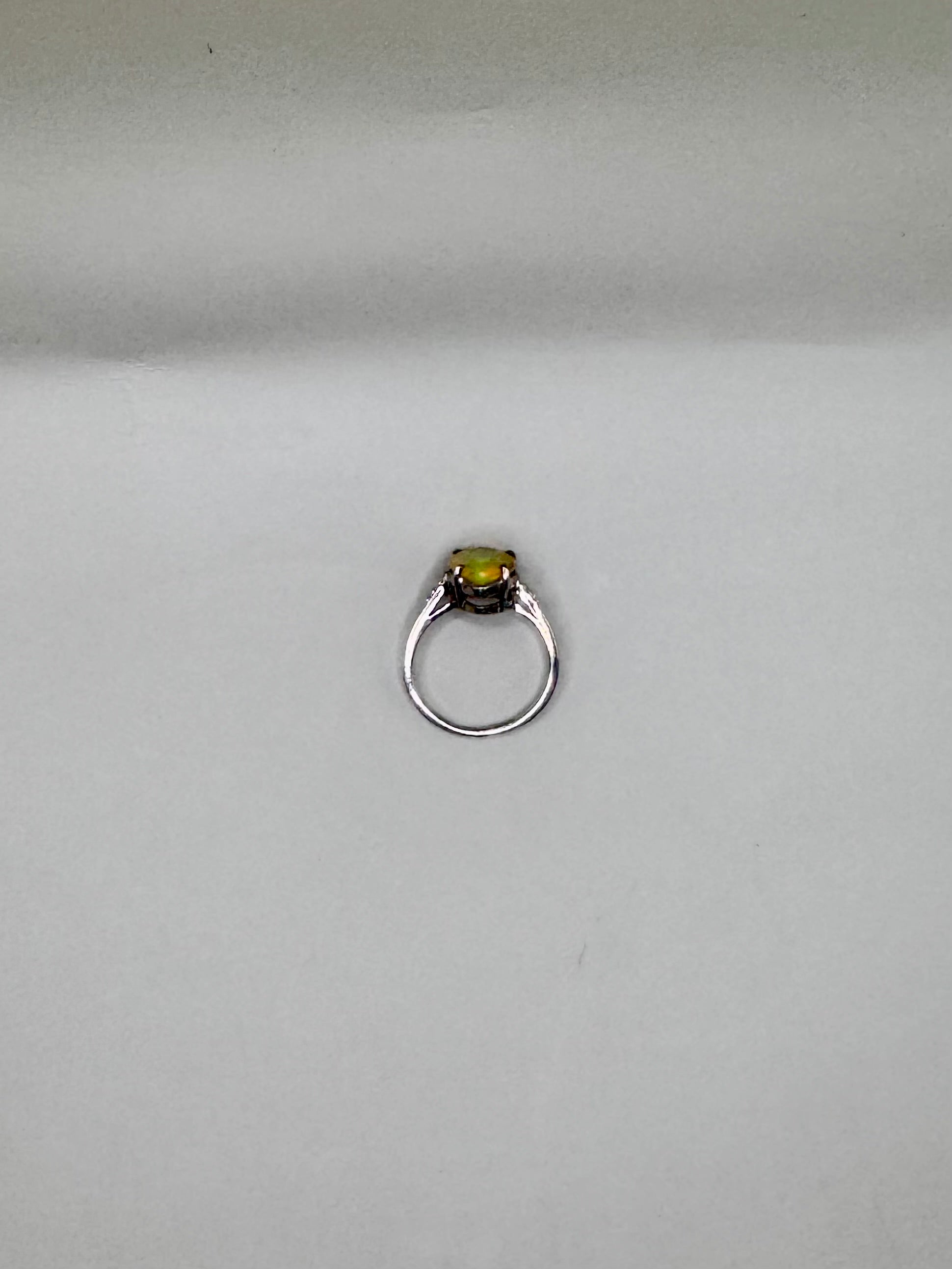 FIRE OPAL PEAR CUT AND DIAMONDS RING