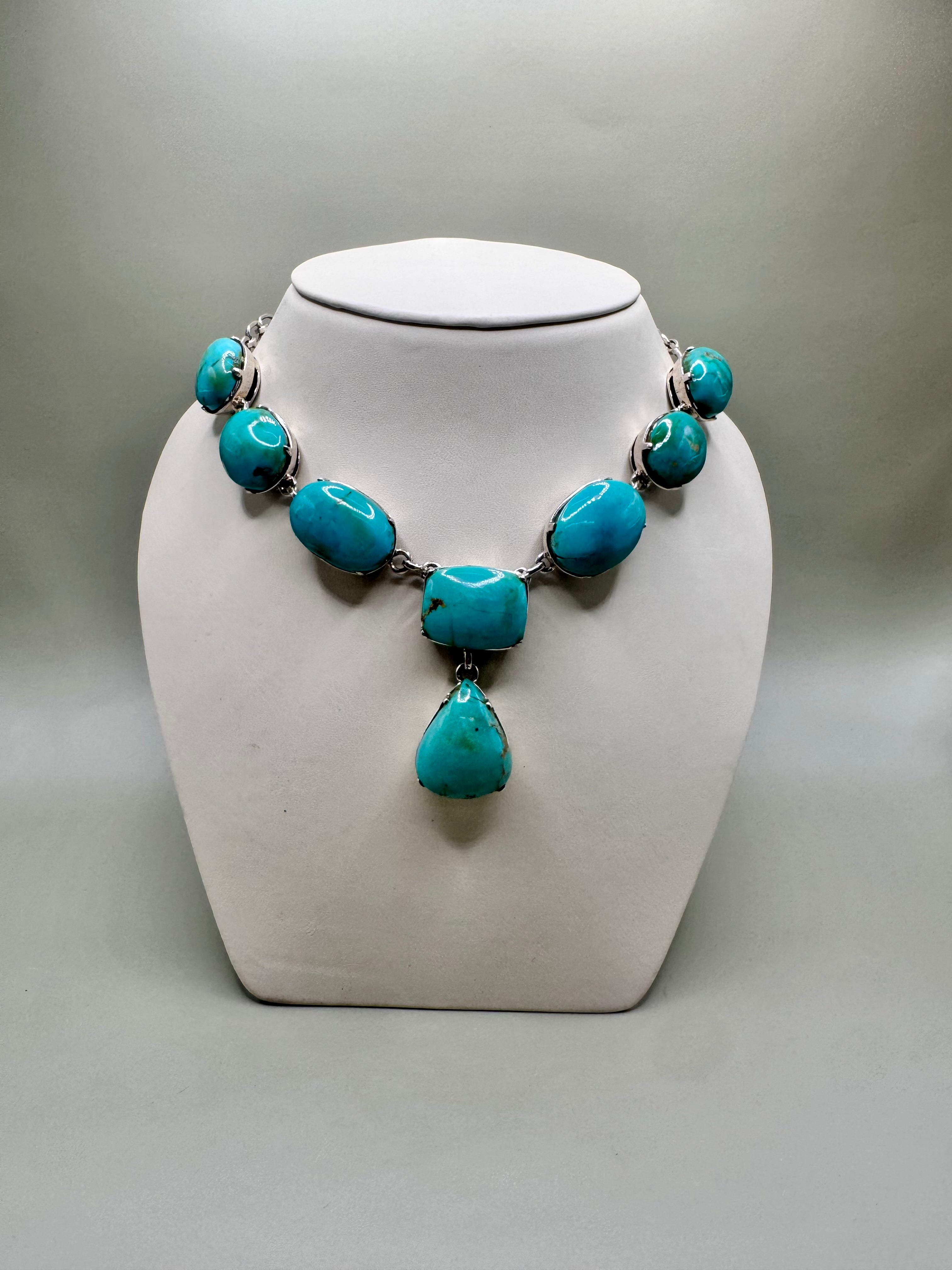 TURQUOISE SILVER STATEMENT NECKLACE
